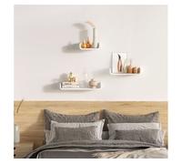 HOMCOM Set de 3 Estanterías Flotantes 60/45/30x15x10 cm Estantes de Pared de Madera para Libros Fotos Decoración Salón Pasillo Aosom España