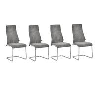 HOMCOM Set de 4 Sillas de Comedor Sillas de Cocina Tejido de Microfibra con Asiento Acolchado y Patas de Metal Sillas Cantilever Modernas 45x61x98 cm Gris