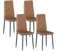 HOMCOM Set de 4 Sillas de Comedor Tapizadas de Piel Sintética con Respaldo Alto y Patas de Acero 41x50x97 cm Marrón