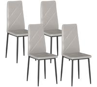 HOMCOM Set de 4 Sillas de Comedor Tapizadas de Piel Sintética con Respaldo Alto y Patas de Metal 41x50x97 cm Gris