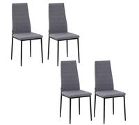 HOMCOM Set de 4 Sillas de Comedor Tapizadas en Lino y Patas de Metal Sillas de Cocina Modernas para Salón 41x50x97 cm Gris Aosom España