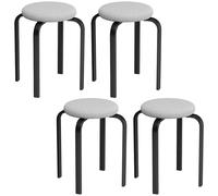 HOMCOM Set de 4 taburetes apilables, modernos taburetes redondos acolchados sin respaldo para cocina y comedor, gris