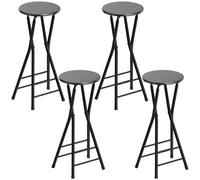 HOMCOM Set de 4 Taburetes de Bar Plegables con Doble Reposapiés, en Madera y Acero, 34x30x70 cm, Negro Aosom España