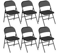 HOMCOM Set de 6 sillas plegables, sillas portátiles de oficina, patas de acero, silla plegable para oficina, recepción, sala de espera, piel sintética, negro Aosom España