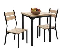 HOMCOM Set de Comedor 3 Piezas para 2 Patas de Acero Efecto Madera Clara | Mesa y sillas de cocina, diseño ahorrador de espacio, conjunto de mesa de desayuno, mesa muy pequeña y 2 sillas