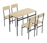 HOMCOM Set de Comedor 5 Piezas con Mesa Rectangular y 4 Sillas de Comedor, en Madera y Metal, Negro y Color Madera