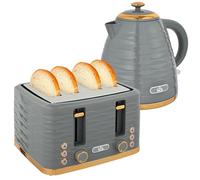 HOMCOM Set de desayuno hervidor tostador gris