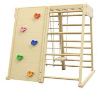 HOMCOM Set de Escalada Montessori Madera con columpio 5 en 1 Muro de Escalada Cuerda y Trepar Barras de Mono 120x105x120 Aosom España