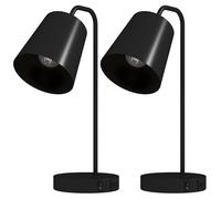HOMCOM Set de lámparas de mesa, 2 unidades, lámparas modernas con puerto USB-A y USB-C para dormitorio, salón y oficina, Negro