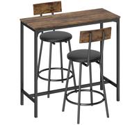 HOMCOM Set de Mesa de Bar 3 Piezas Mesa de Cocina Salvaespacio Marrón Rústico