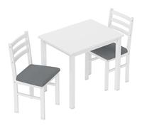 HOMCOM Set de Mesa de Comedor de 3 piezas con 2 sillas, Mesa de cocina para espacios compactos, Sillas acolchadas, ahorro de espacio, MDF, Blanco