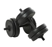 HOMCOM Kit de Mancuernas - Juego de mancuernas cortas (20 kg) - Dumbbell Pares - Peso ajustable - Barras incluidas - Entrenamiento muscular y levantamiento de pesas - Acero HDPE Negro