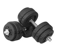 HOMCOM Set de Pesas Manubrios de 30 kg (8x2.5 kg, 4x1.5 kg) con 12 Discos y 2 Manubrios de 2 kg, 43x18x7.5 cm, Negro