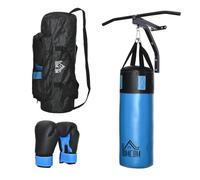 HOMCOM Set de Saco de Boxeo Ø25x102 cm Barra de Dominadas para Pared de Acero 93x47x51 cm Soporte de Saco de Boxeo para Entrenamiento en Hogar Oficina Gimnasio Negro