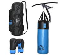 HOMCOM Set de Saco de Boxeo Ø25x102 cm Barra de Dominadas para Pared de Acero 93x47x51 cm Soporte de Saco de Boxeo para Entrenamiento en Hogar Oficina Gimnasio Negro