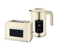 Homcom Set Hervidor De Agua 1,7l 2200w Y Tostadora Pan 6 Niveles Tostado Crema