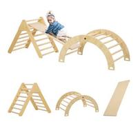 Homcom - Set doble escalada Bebés Triángulo + Arco madera