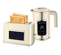 Homcom Set Hervidor De Agua 1,7l 2200w Y Tostadora Pan 6 Niveles Tostado Crema