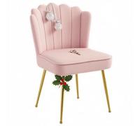 HOMCOM Shell Luxe - Silla Decorativa de Terciopelo con Patas de Metal Doradas, Silla de tocador Moderna para Sala de Estar, Dormitorio, Oficina en casa, Color Rosa