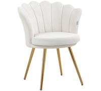 HOMCOM Shell - Sillón de tocador de terciopelo con patas de metal dorado para salón, dormitorio y comedor, 67 W x 64 D x 77 cm, color crema