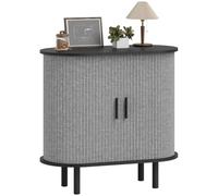 HOMCOM Sideboard Acanalado Puertas correderas Tambour, Armario, Gris | Moderno, Armario de cocina, Estantes de almacenamiento, Patas de madera, Sala de estar, Comedor