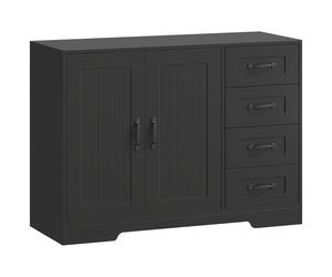 HOMCOM Sideboard, aparador, estilo moderno, 4 cajones, 1 armario, 105 x 40 x 76 cm, Negro