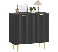 HOMCOM Sideboard Estriado 2 Puertas estantes Ajustables Negro