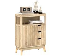 HOMCOM Sideboard, Fluted Modern Storage Cabinet with Single Door, Drawers and Adjustable Shelf for Living Room, Kitchen, comedor Room, bathroom, Bedroom, Nature Wood Finish
