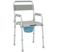 HOMCOM Silla con orinal plegable antideslizante altura ajustable, asiento y reposabrazos acolchados, carga 150 kg, Gris
