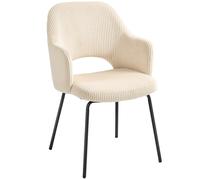 HOMCOM Silla de Comedor, Cubierta de Cordón, Forma de Concha, Patas de Metal, Almohadillas para Pies, Beige Aosom España