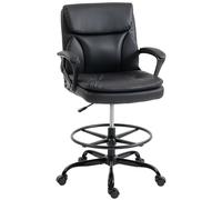 HOMCOM Silla de Dibujo Silla de Escritorio Ergonómica Giratoria con Altura y Reposapiés Ajustable Negro