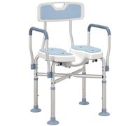 HOMCOM Silla de ducha con asiento mejorado en forma de U y barras transversales reforzadas, silla de baño acolchada de altura ajustable con pies antideslizantes para personas mayores discapacitadas,