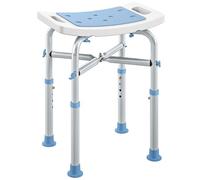 HOMCOM Silla de Ducha para Ancianos y discapacitados, Taburete de Ducha Acolchado Ajustable con asa integrada y Almohadillas Antideslizantes con ventosas, Color Azul Claro