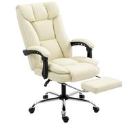 HOMCOM Silla de Escritorio con Reposapiés Respaldo Reclinable y Alto Beige