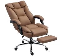 Homcom Silla De Escritorio Con Reposapiés Respaldo Reclinable Y Alto Marrón