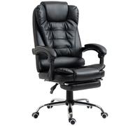 HOMCOM Silla de Escritorio con Reposapiés Silla Ejecutiva Giratoria con Altura Ajustable Tapizada en PU y Reposabrazos Negro