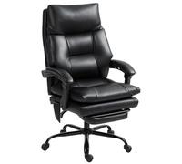 HOMCOM Silla de Escritorio con Soporte Lumbar Inflable Reposapiés Negro