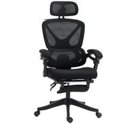 HOMCOM Silla de Escritorio de Malla Reclinable con Reposacabezas Negro