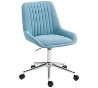 HOMCOM Silla de Escritorio de Oficina sin Brazos diseño ranurado en Cuero de PU, Silla de Trabajo giratoria tapizada ergonómica con función de balanceo y Altura Ajustable para Estudio y Dormitorio,