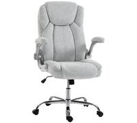 HOMCOM Silla de escritorio Ergonómica con Respaldo Alto Reposabrazos Abatibles Asiento con Muelles Altura Ajustable Crema Aosom España