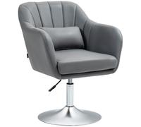 HOMCOM Silla de Escritorio Giratoria con Altura Ajustable Cojín Lumbar Tela Técnica Gris Aosom España