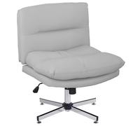 HOMCOM Silla de Escritorio Giratoria Silla de Oficina con Altura Ajustable Función de Basculante Base Cruzada sin Brazos y Asiento Amplio para Estudio Dormitorio Gris