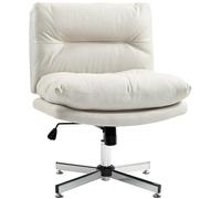 Homcom Silla De Escritorio Sin Brazos Con Altura Ajustable Base Cruzada Gris
