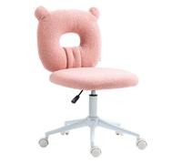 HOMCOM Silla de Escritorio Moderno de Borreguillo Silla Giratoria Infantil con Asiento Ajustable en Altura y Respaldo en Forma de Oso Carga 120 kg Rosa