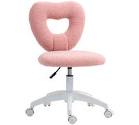 HOMCOM Silla de Escritorio, Silla de Oficina, Respaldo en Forma de Corazón, Acolchada, Rosa