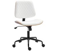 HOMCOM Silla de Escritorio sin Brazos Silla de Oficina Giratoria Blanco