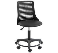 HOMCOM Silla de Escritorio sin Brazos, Silla de Oficina Giratoria, con Respaldo Hueco, Asiento Acolchado de Espuma de Alta Resiliencia, Altura Ajustable, Negro