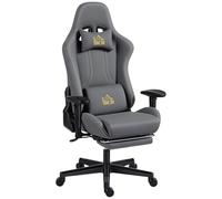 HOMCOM Silla de Gaming ergonómica de Ante sintético con cojín Lumbar, reposapiés, Almohada, sillón de Gaming con reposabrazos 3D, Altura Ajustable, Silla de Oficina con Gris Oscuro