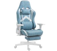 HOMCOM Silla de Juegos Reposabrazos y Respaldo Ajustables Cubierta de Cuero Artificial hasta 120 kg Azul Aosom España