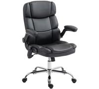 HOMCOM Silla de Oficina con Masaje de 4 Puntos con Riscaldamento y Reposabrazos Abatibles, Negro